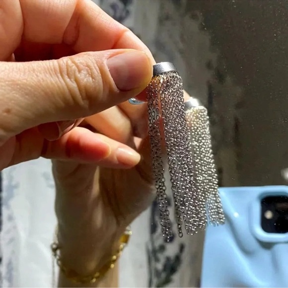 Anthropologie Metallic Chain Tassel Stainless Steel Waterproof Ring - Picture 9 of 15